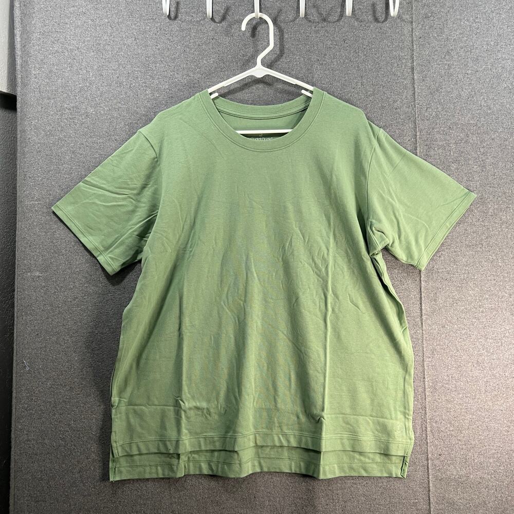 Cuddl Duds Cotton Heart Oversized Tunic Tee Seagrass Green Medium